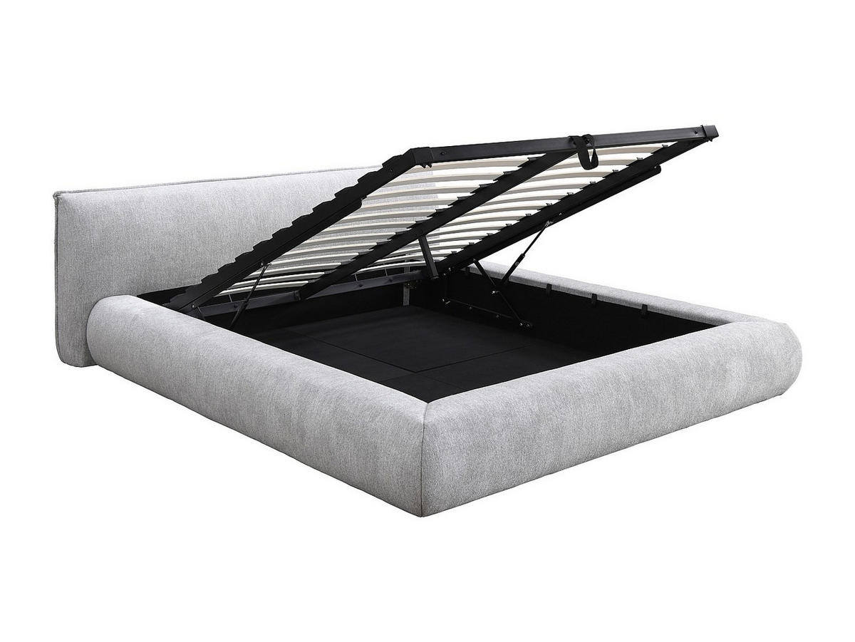 BETT mit Bettkasten - 2 Personen - Stoff - Hellgrau - Hellgrau, Textil (160/200cm) - Vente-Unique