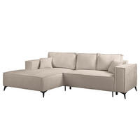 ECKSOFA mit Schlaffunktion - Taupe/Schwarz, Textil (294/185cm) - home24