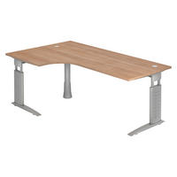 SCHREIBTISCH Serie-U 120/200/74 cm in Nussbaumfarben/Silberfarbengrau - Silberfarben/Nussbaumfarben, Holzwerkstoff (120/200/74cm) - bümö