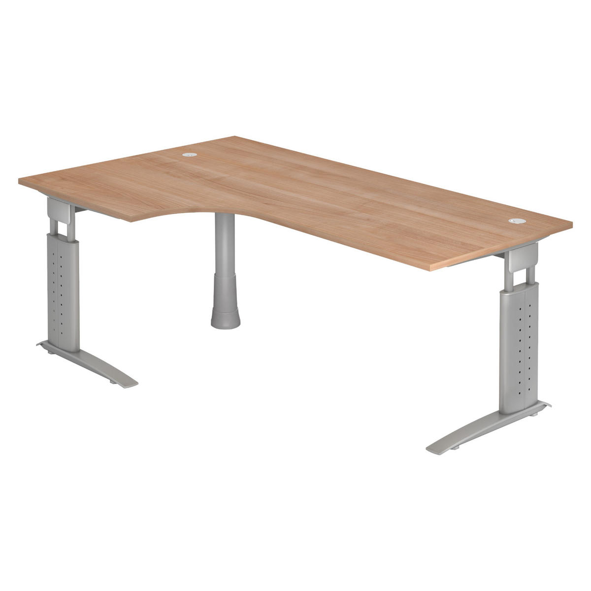 SCHREIBTISCH Serie-U 120/200/74 cm in Nussbaumfarben/Silberfarbengrau - Silberfarben/Nussbaumfarben, Holzwerkstoff (120/200/74cm) - bümö
