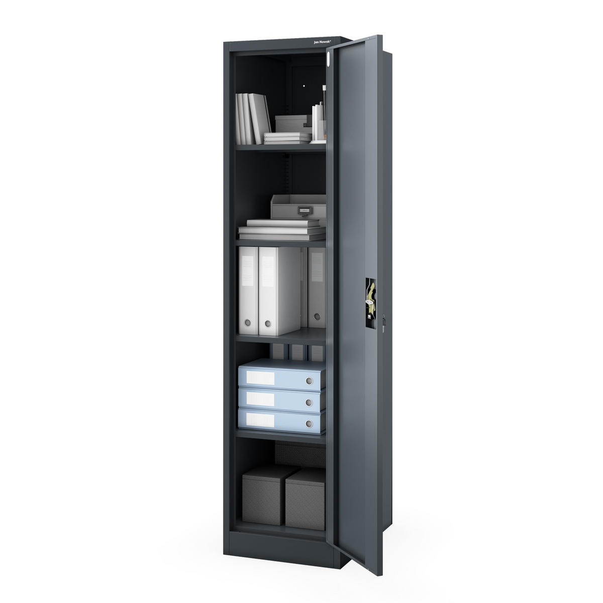 AKTENSCHRANK ALEX D600 - Anthrazit, Metall (45/185/60cm) - Jan Nowak