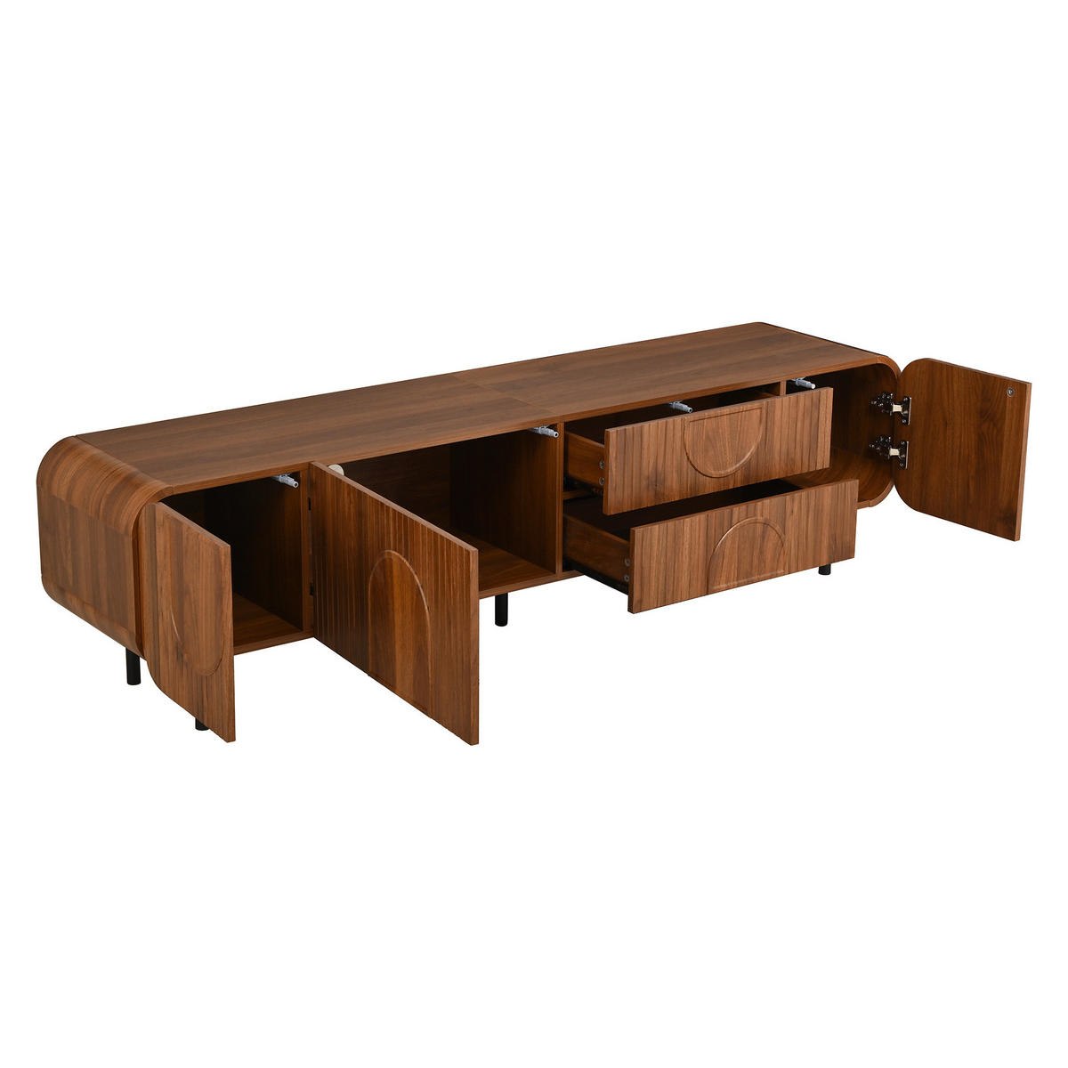 TV-ELEMENT mit 3 Türen und 2 Schubladen 180 cm MDF Nussbaum - Braun, Holzwerkstoff (40/47.5/180cm) - Beauniv
