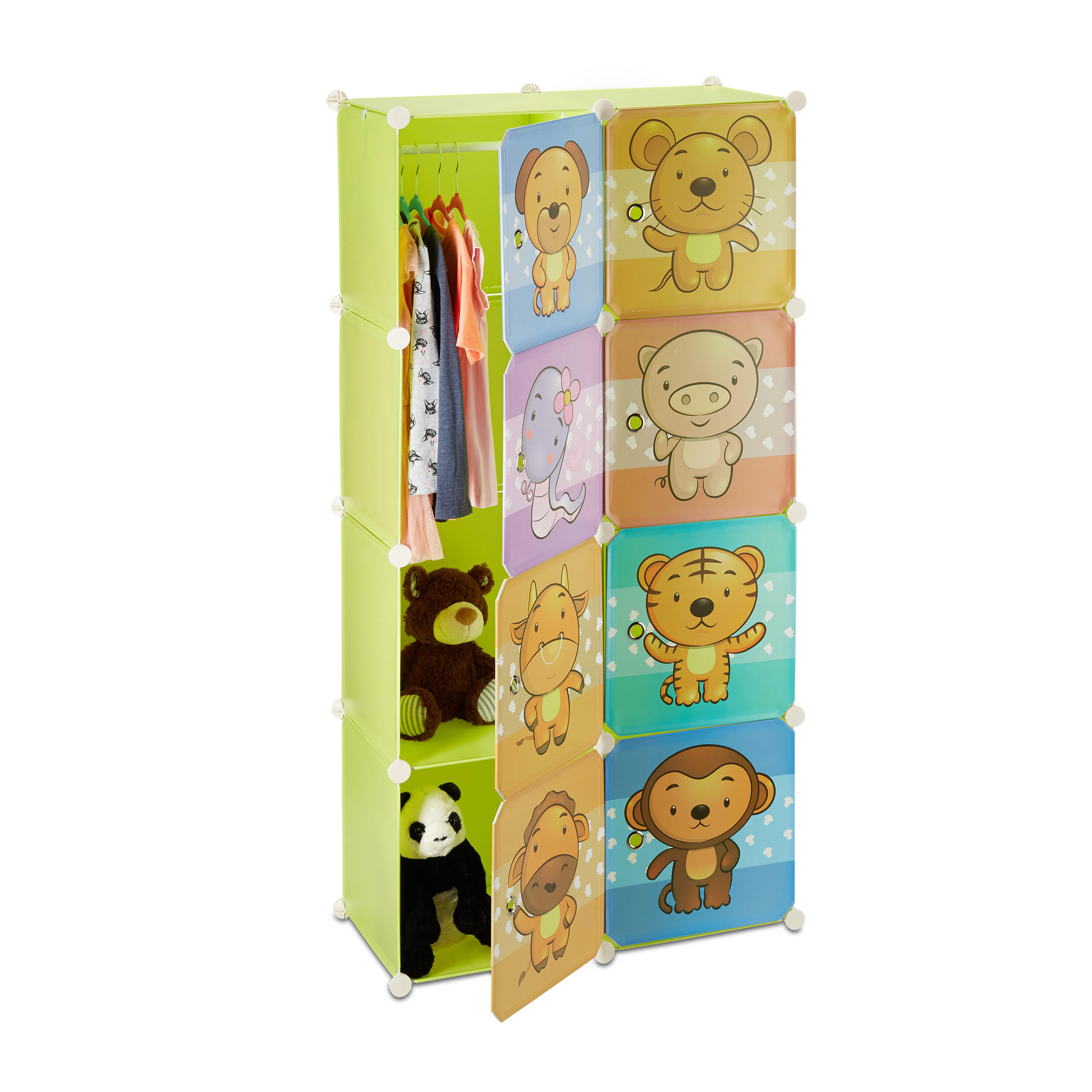 KINDERREGAL Stecksystem - Grün, Kunststoff/Metall (74/145/37cm) - Relaxdays