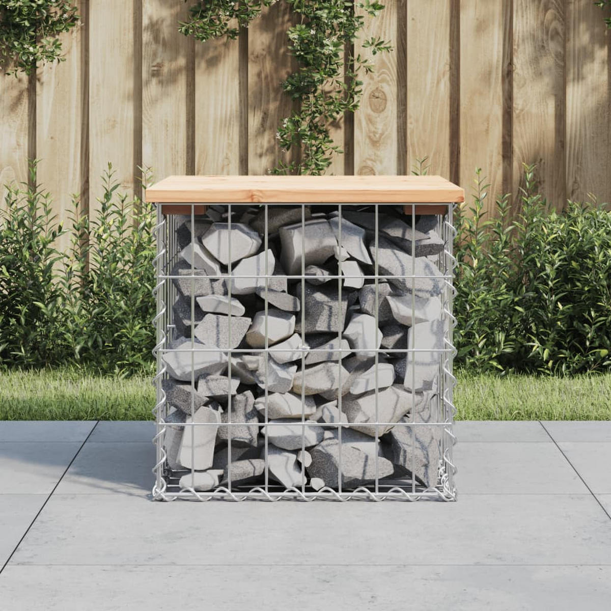GARTENBANK Gabionen BIKS aus Stahl | 43x44x42cm Kiefernholz Natur - Naturfarben, Metall (43/42/44cm) - DELUKE