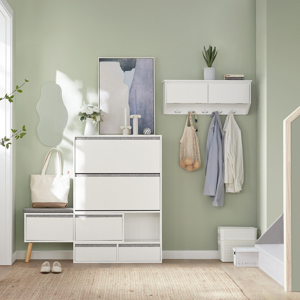 SCHUHSCHRANK Weiß - Weiß, Holzwerkstoff (92/115/24cm) - SoBuy