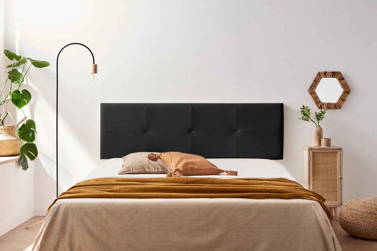 KOPFTEIL gepolstert ALTEA Kunstleder 170x50x5 cm - Schwarz - Moonia - Schwarz, Holz (170/5/50cm)