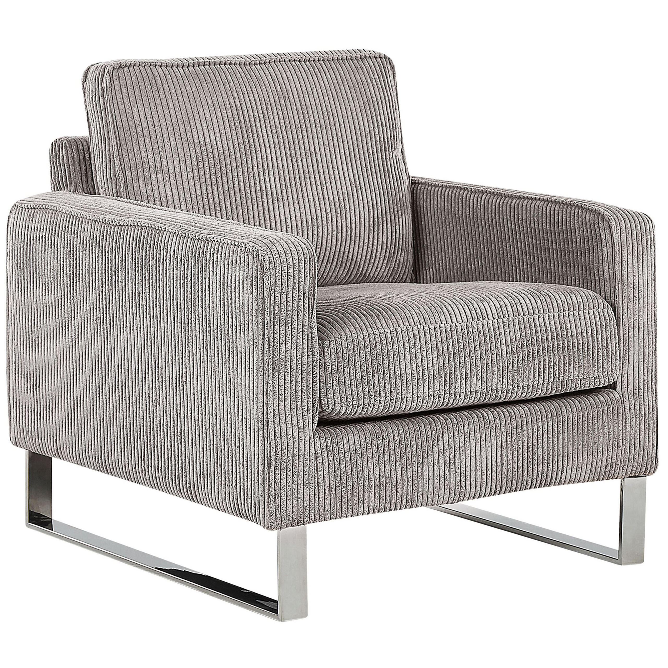SESSEL Cord Grau Vind - Grau, Textil/Metall (76/82/82cm) - Beliani