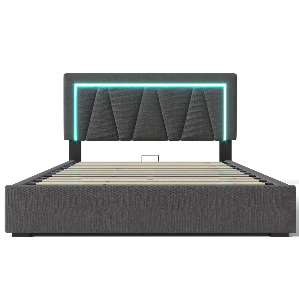 POLSTERBETT 160/200 cm Grau mit Matratze, Stauraum, LED-Beleuchtung und USB - Grau, Textil (160/200cm) - Flora Grace