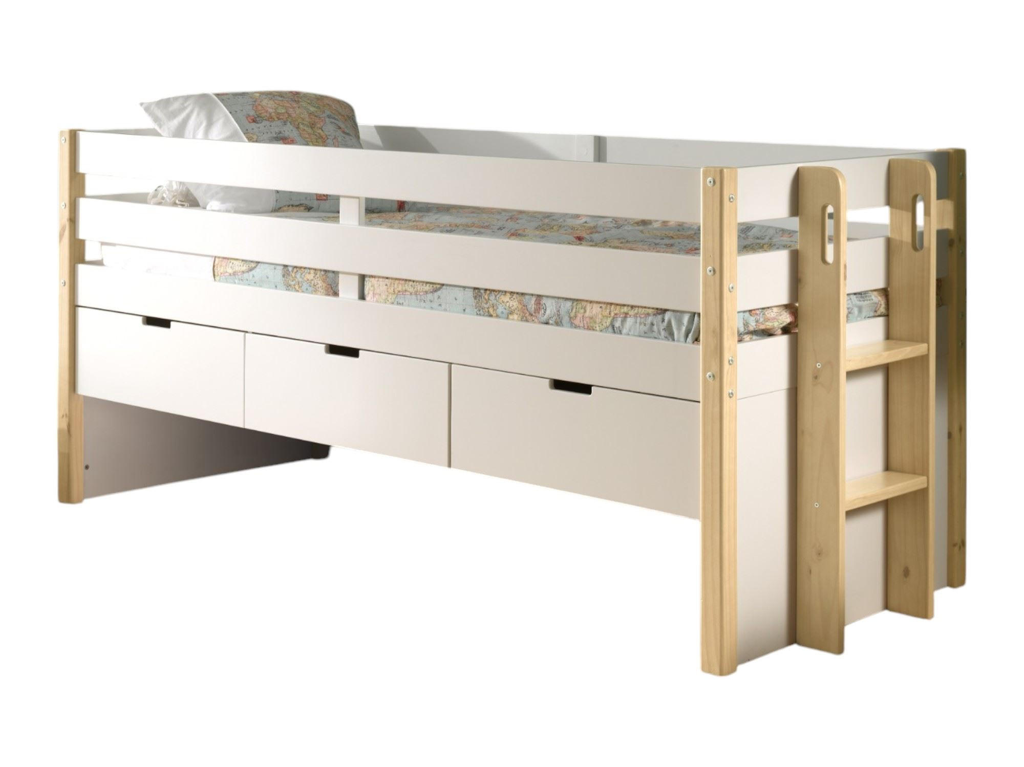 KOJENBETT Karissa 219x100x98 aus Massivholz+MDF in Weiß/natur - Buchefarben/Weiß, Holz (90/200cm) - 58aufmkessel