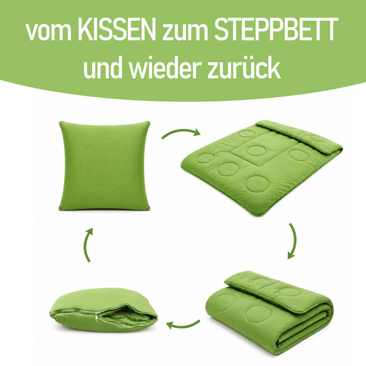 VERWANDLUNGSDECKE 2 in 1 - Grün 135x200 cm - Grün, Textil (135/200cm) - Bestlivings