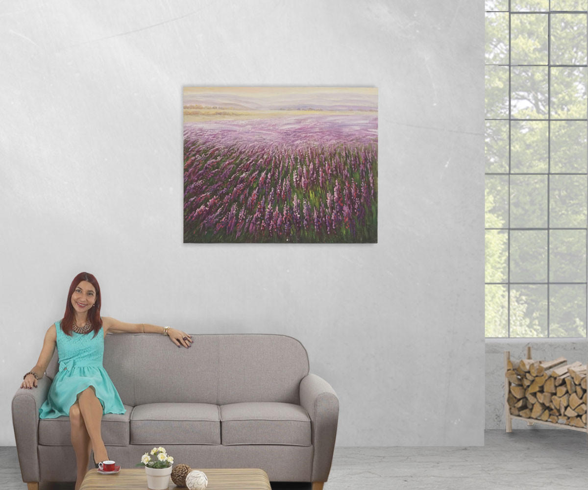 ÖLGEMÄLDE BLUMENFELD HANDGEMALT Mehrfarbig - Multicolor, Textil (100/80cm) - MCW
