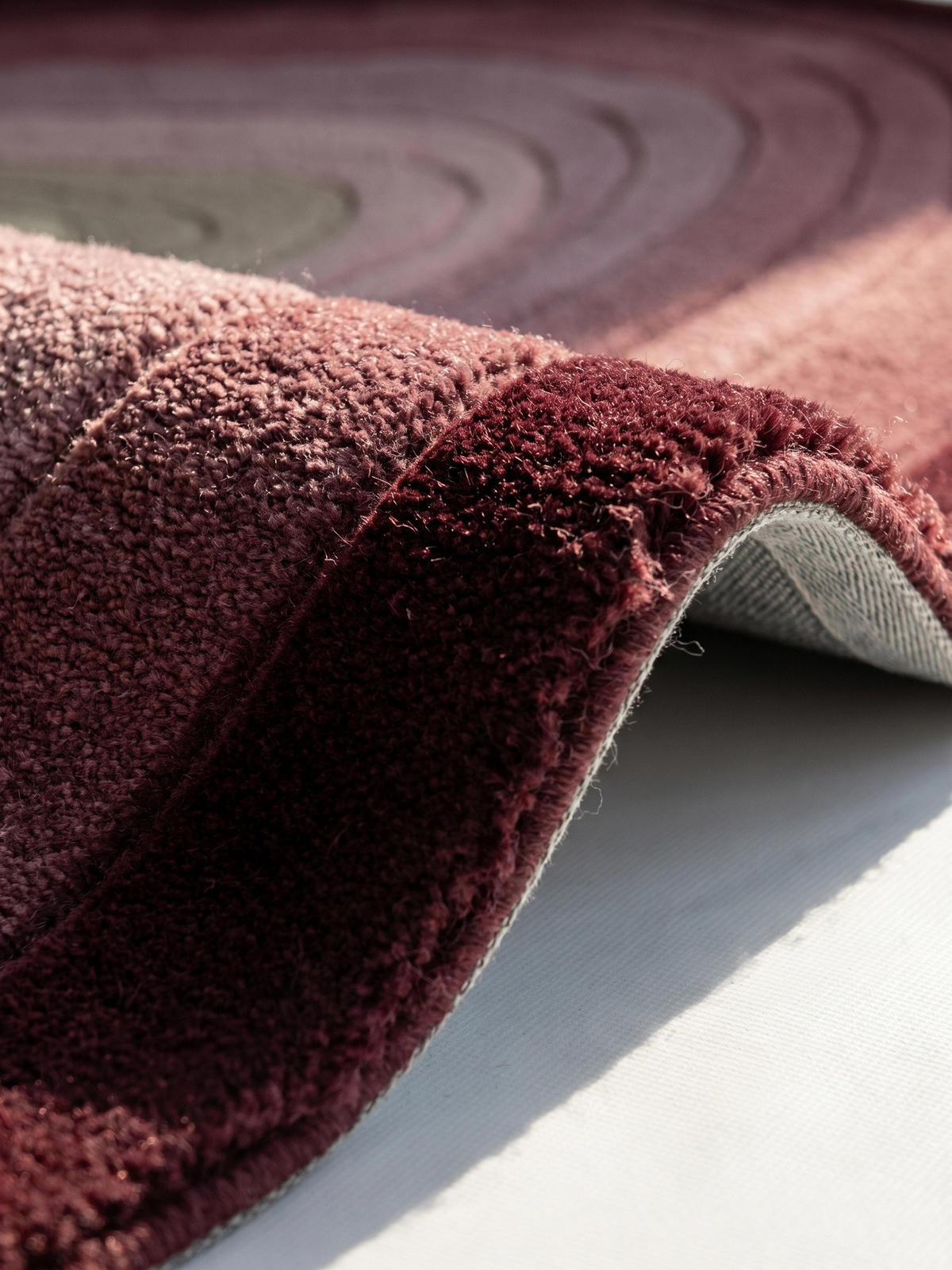 TEPPICH aus Wolle PARRET in Maulbeere, mit abstraktem Muster, Ø 160 cm - Rot, Textil (230/160cm) - KADIMA DESIGN