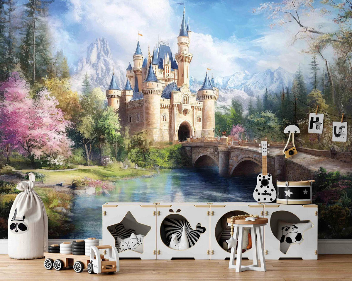 FOTOTAPETE Kinderzimmer Mädchen Schloss 300x210 - Multicolor, Papier (300/210cm) - Wallarena