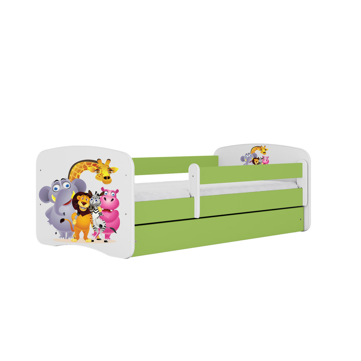 KINDERBETT Zoo mit Schublade 180/80 90/61/184 - Grün, Holzwerkstoff (80/180cm) - RAUMHIRSCH FURNITURE