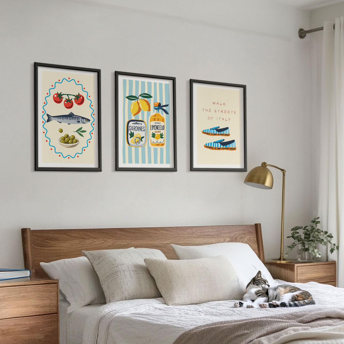 WANDBILDER 3er-Set - 40x60 cm Schwarzer Rahmen - Italienische Aromen und Lifestyle-Bilder - Schwarz, Kunststoff (40/60cm) - ArtPrintCave