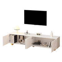 TV-SCHRANK aus Spanplatte 180x40x45 cm Weiß mit 4 Türen, 2 Schränken und Wolkenform - Weiß, Holzwerkstoff (180/45/40cm) - Modfu