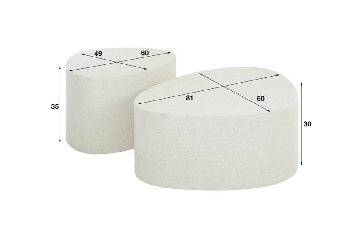 COUCHTISCH-SET CANOAS Weiß Marmor - Weiß, Stein (81/60/30cm) - KAWOLA
