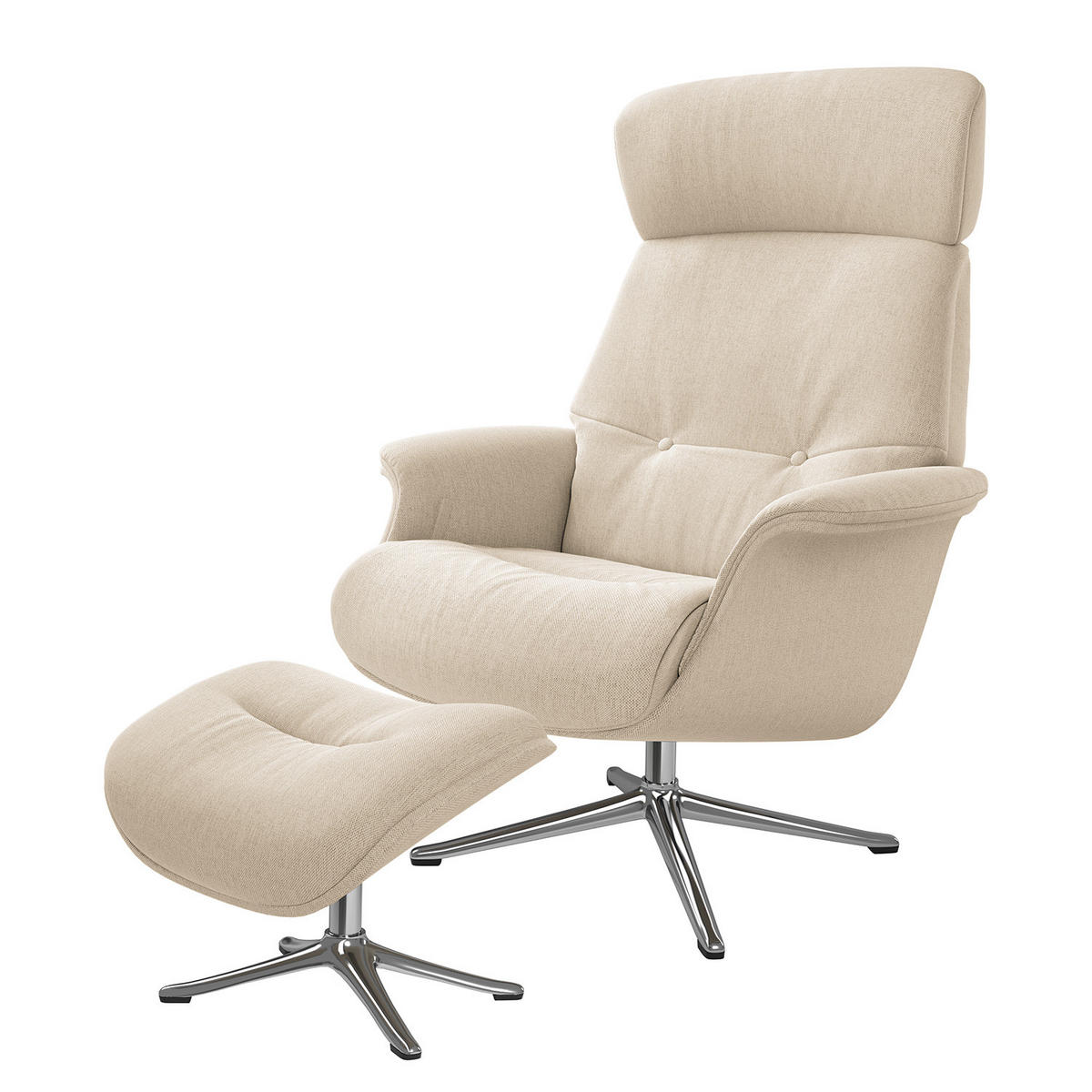 POLSTERHOCKER - Chromfarben/Beige, Textil/Metall (44/39/42cm) - home24