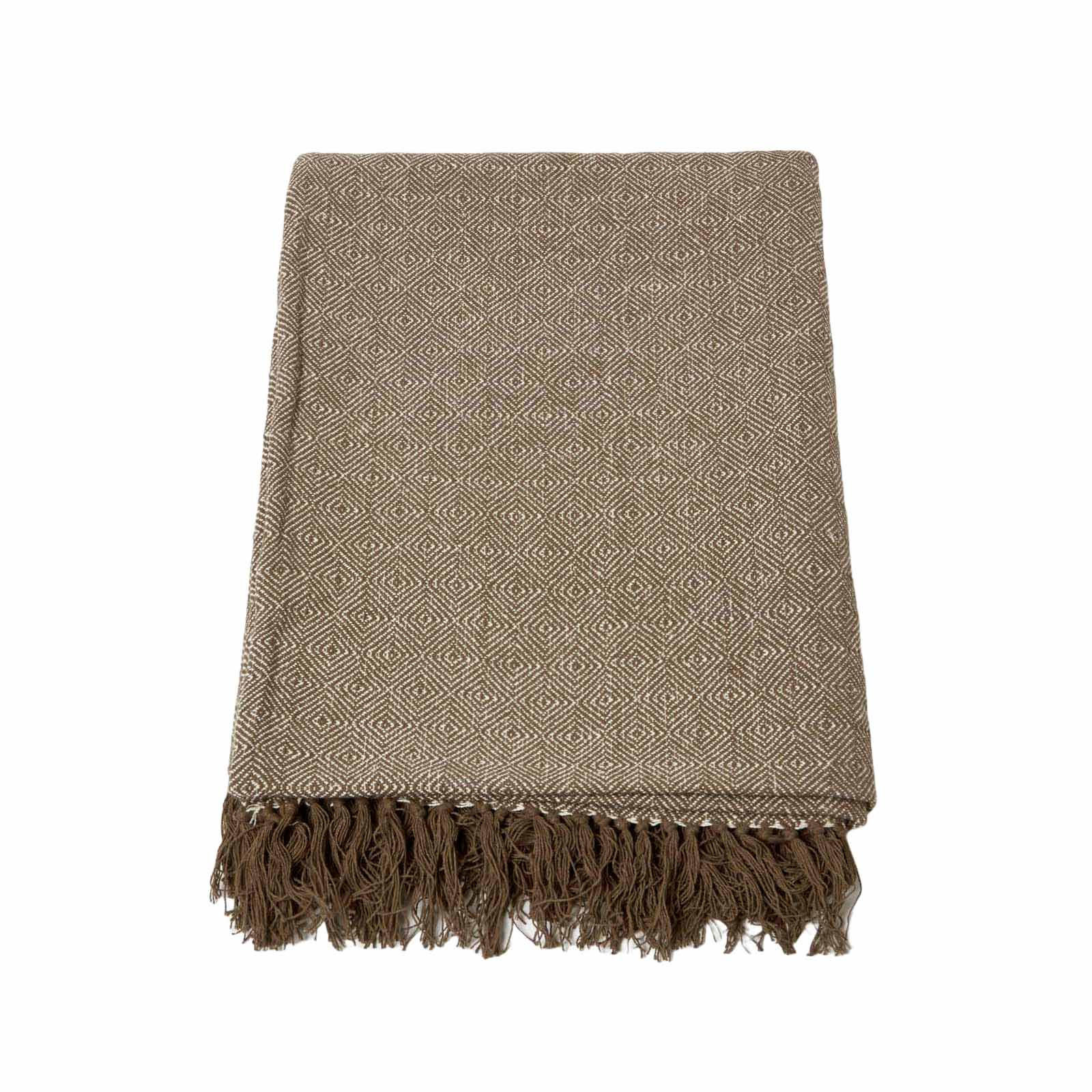 ÜBERWURF Malda 225/255 cm, Baumwolle mit Rautenmuster - Braun, Textil (225/255cm) - Homescapes