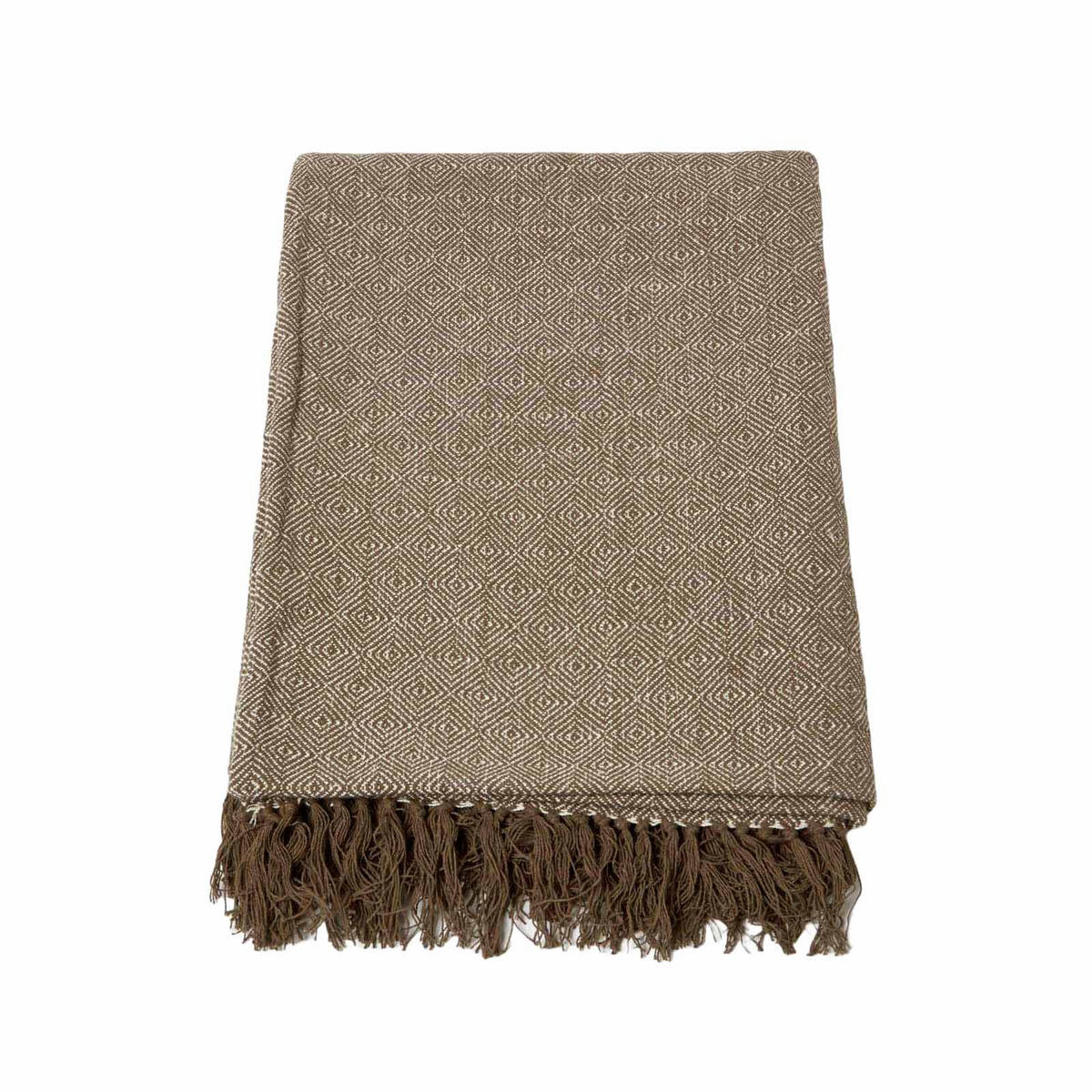 ÜBERWURF Malda 225/255 cm, Baumwolle mit Rautenmuster - Braun, Textil (225/255cm) - Homescapes