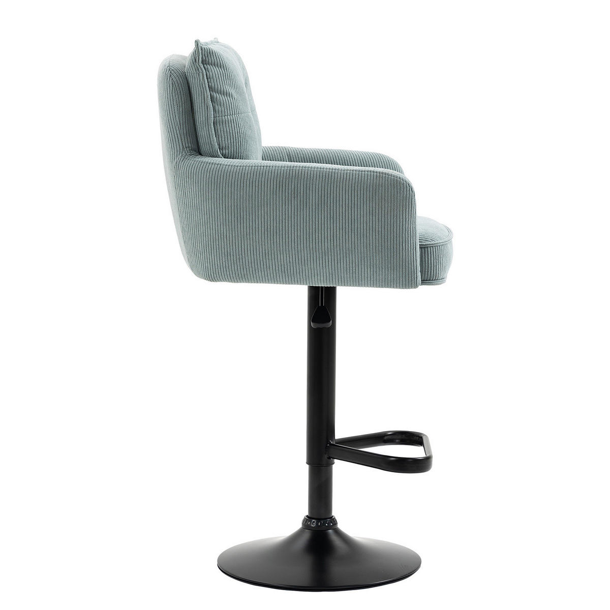 BARSTUHL - 2er-Set - Höhenverstellbar - Cord / Eisen - Blaugrau, Textil/Metall (54/98/58cm) - home24