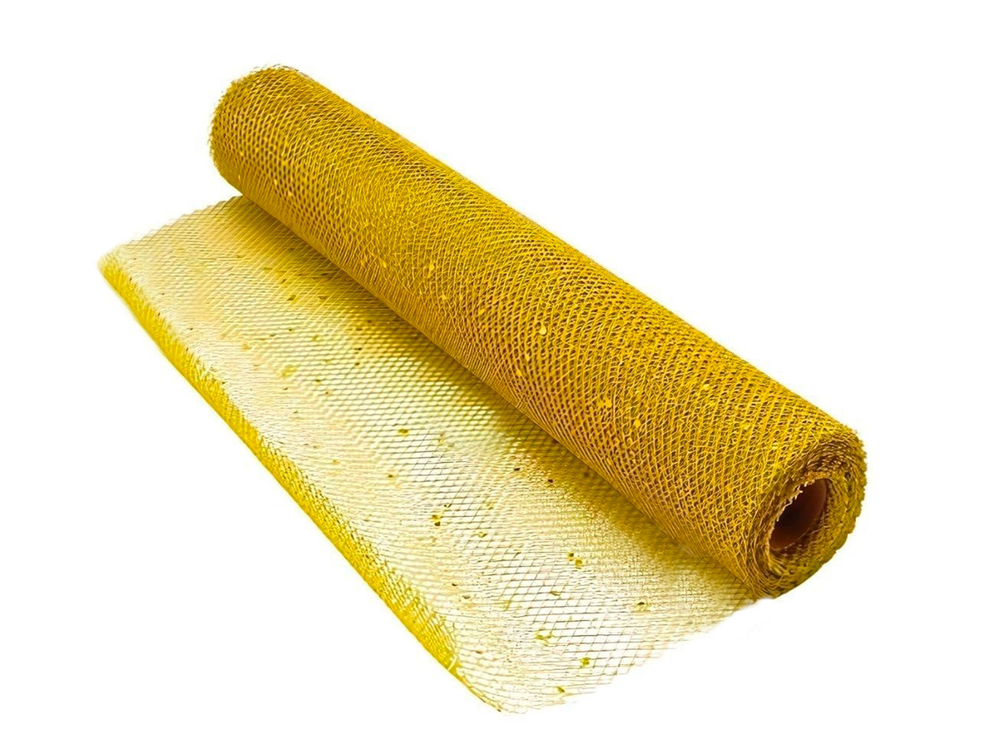 DEKORATION Rolle Netz mit Glitter Gold 36 cm x 5 m - Goldfarben, Kunststoff (7/7/40cm) - LAALU