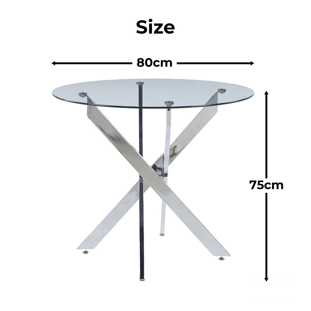 ESSTISCH 80/80/75 cm silber aus Glas und Metall mit pflegeleichter Tischplatte - Silberfarben, Metall (80/80/75cm) - OKWISH