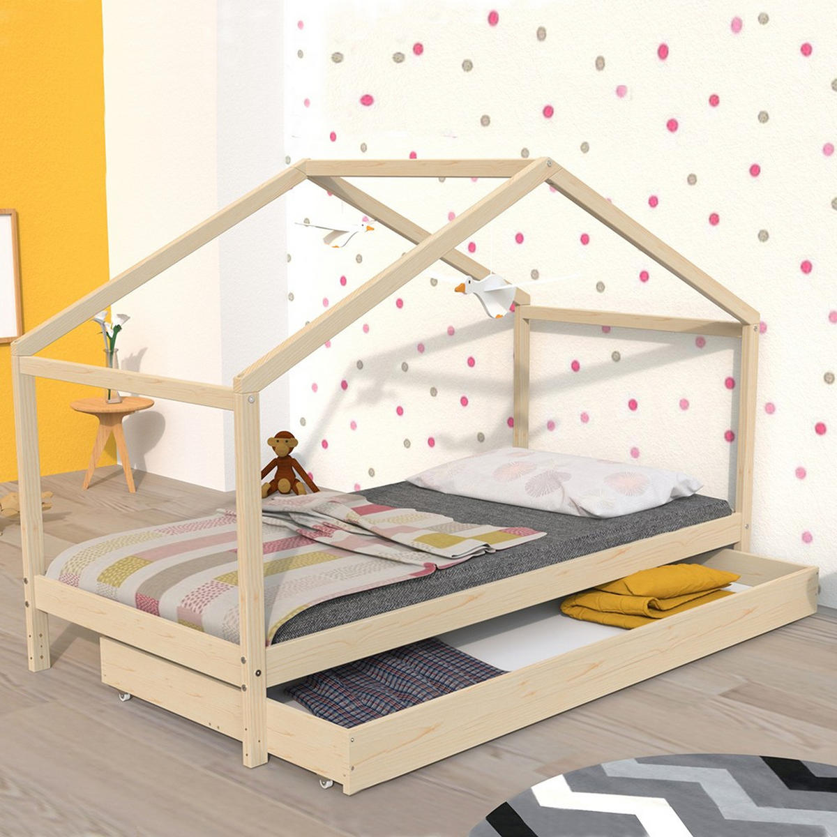 HAUSBETT KOALA mit Schublade/ Kinderbett 90x190 - Natural - Naturfarben, Holz (90/190cm) - Weber Industries