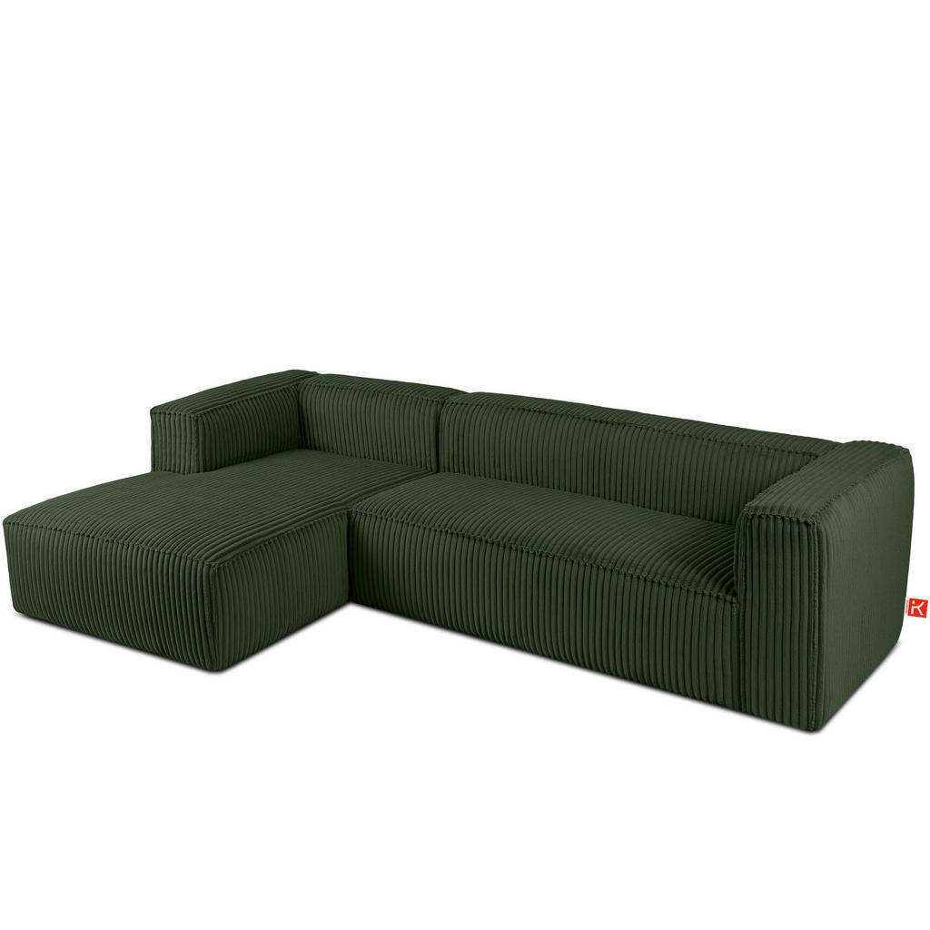 Thumbnail - Konsimo® Ecksofa-Links, Dunkelgrün, Textil, L-Form, 305x175 cm, Wohnzimmer, Sofas & Couches, Wohnlandschaften, Ecksofas
