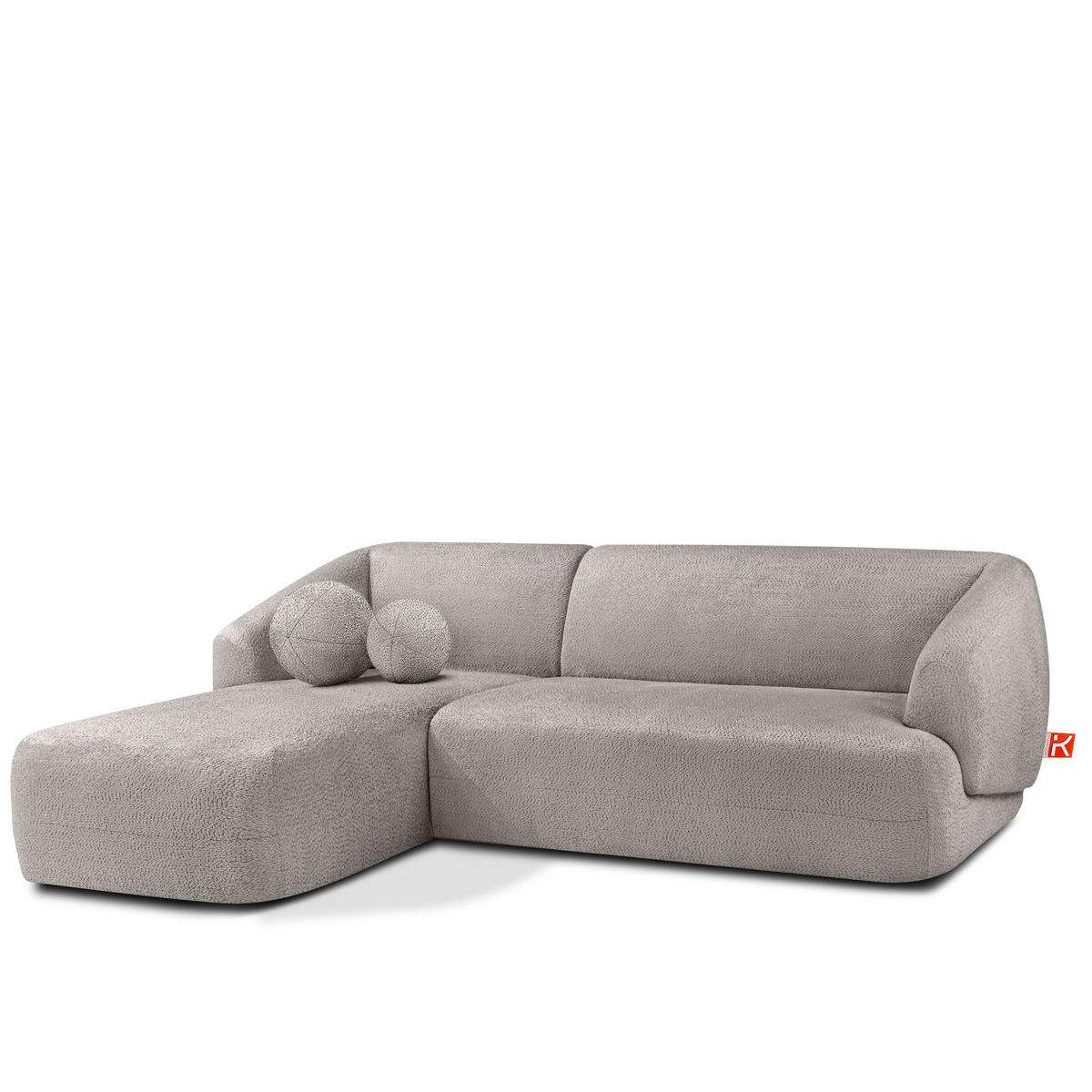 ECKSOFA LINKS VIRA, Kühles Braun, Chenille - Graubraun/Schwarz, Holz/Holzwerkstoff (300/160cm) - KONSIMO®
