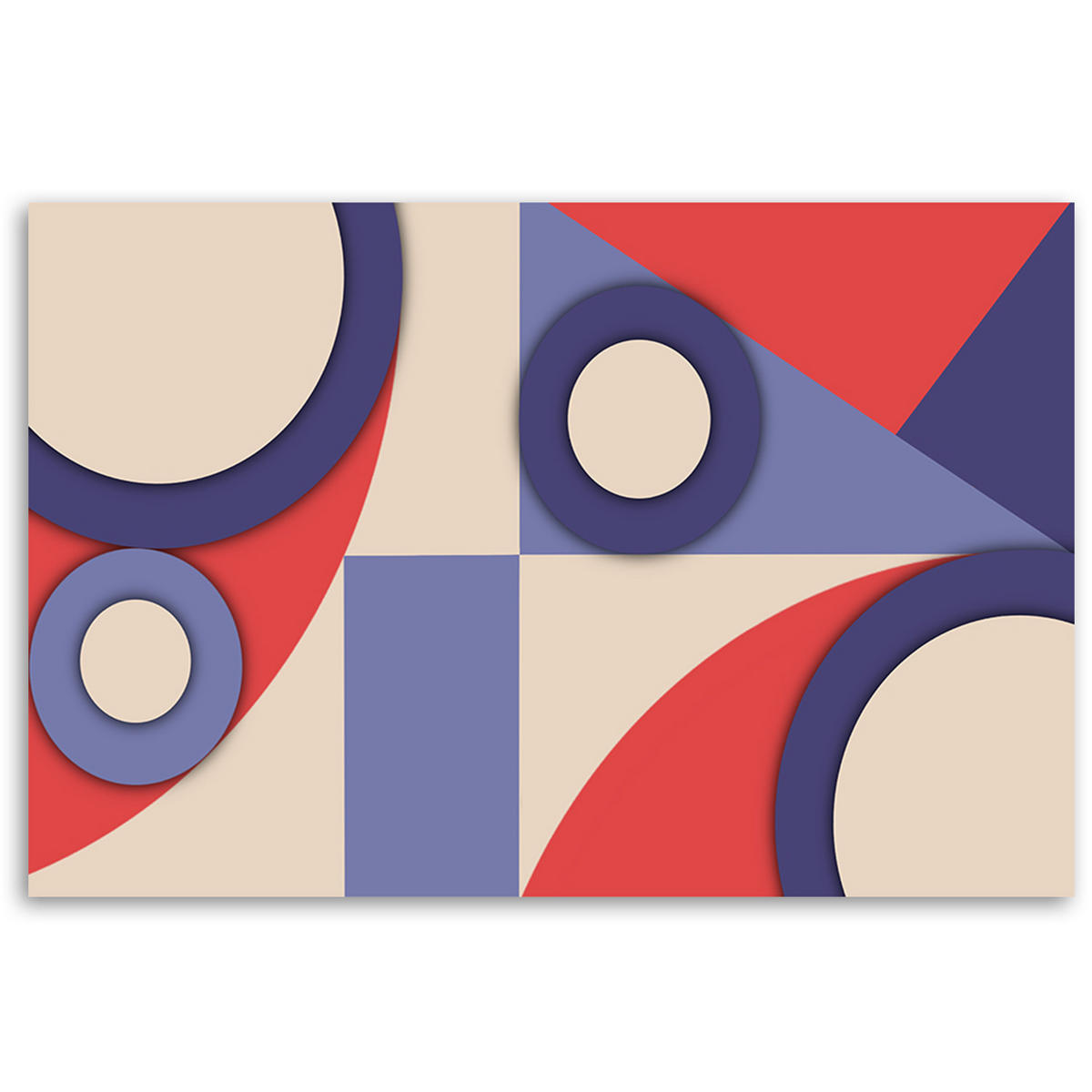 WANDBILD geometrische abstraktionsformen - Blau, Textil (60/40cm) - Feeby