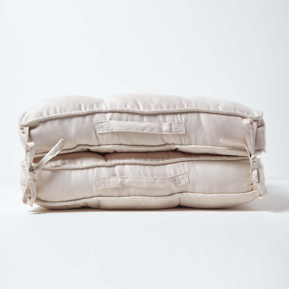 SITZKISSEN Velours klappbar 50/50/10 cm – creme - Creme, Textil (50/50/10cm) - Homescapes