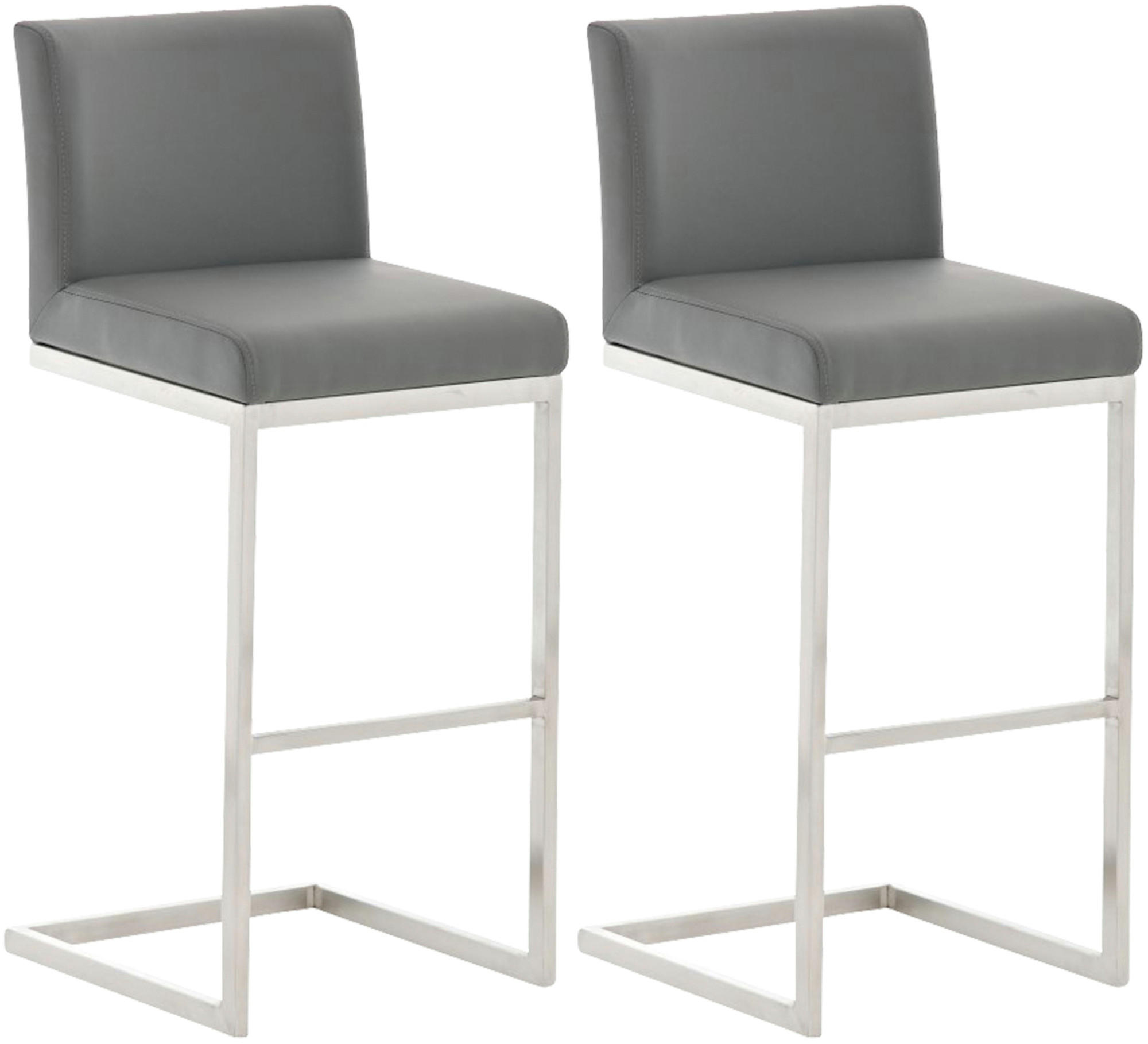 BARHOCKER 2er Set Lederlook grau - Grau, Textil/Metall (42/104/48cm) - CLP