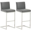BARHOCKER 2er Set Lederlook grau - Grau, Textil/Metall (42/104/48cm) - CLP