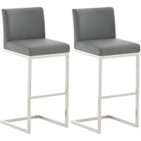 BARHOCKER 2er Set Lederlook grau - Grau, Textil/Metall (42/104/48cm) - CLP