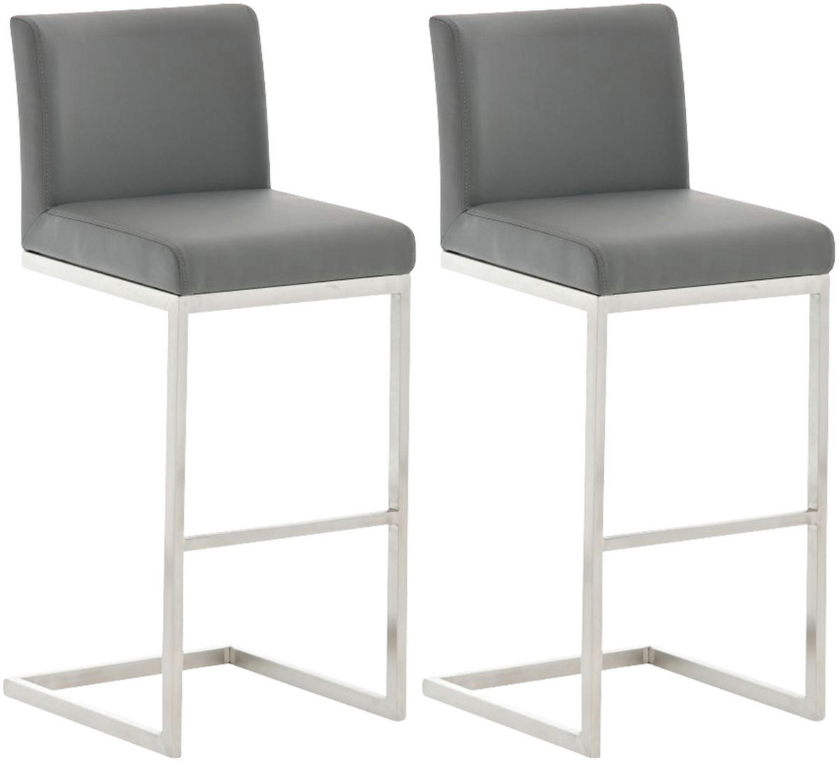BARHOCKER 2er Set Lederlook grau - Grau, Textil/Metall (42/104/48cm) - CLP