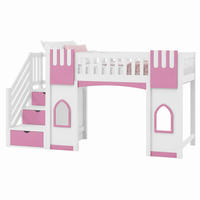 HOCHBETT mit Stauraumtreppe 90x200 cm Weiß/Pink - Pink, Holz (90/200cm) - Meubliv