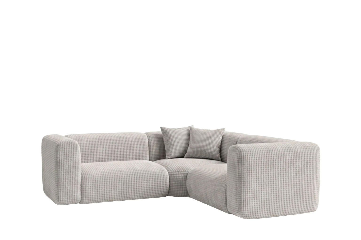ECKSOFA Modulares, Corner mini, Chenille-Stoff Cremona, Hellgrau, GRETA - Hellgrau, Holz (380/190cm) - Kaiser Möbel
