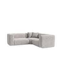ECKSOFA Modulares, Corner mini, Chenille-Stoff Cremona, Hellgrau, GRETA - Hellgrau, Holz (380/190cm) - Kaiser Möbel