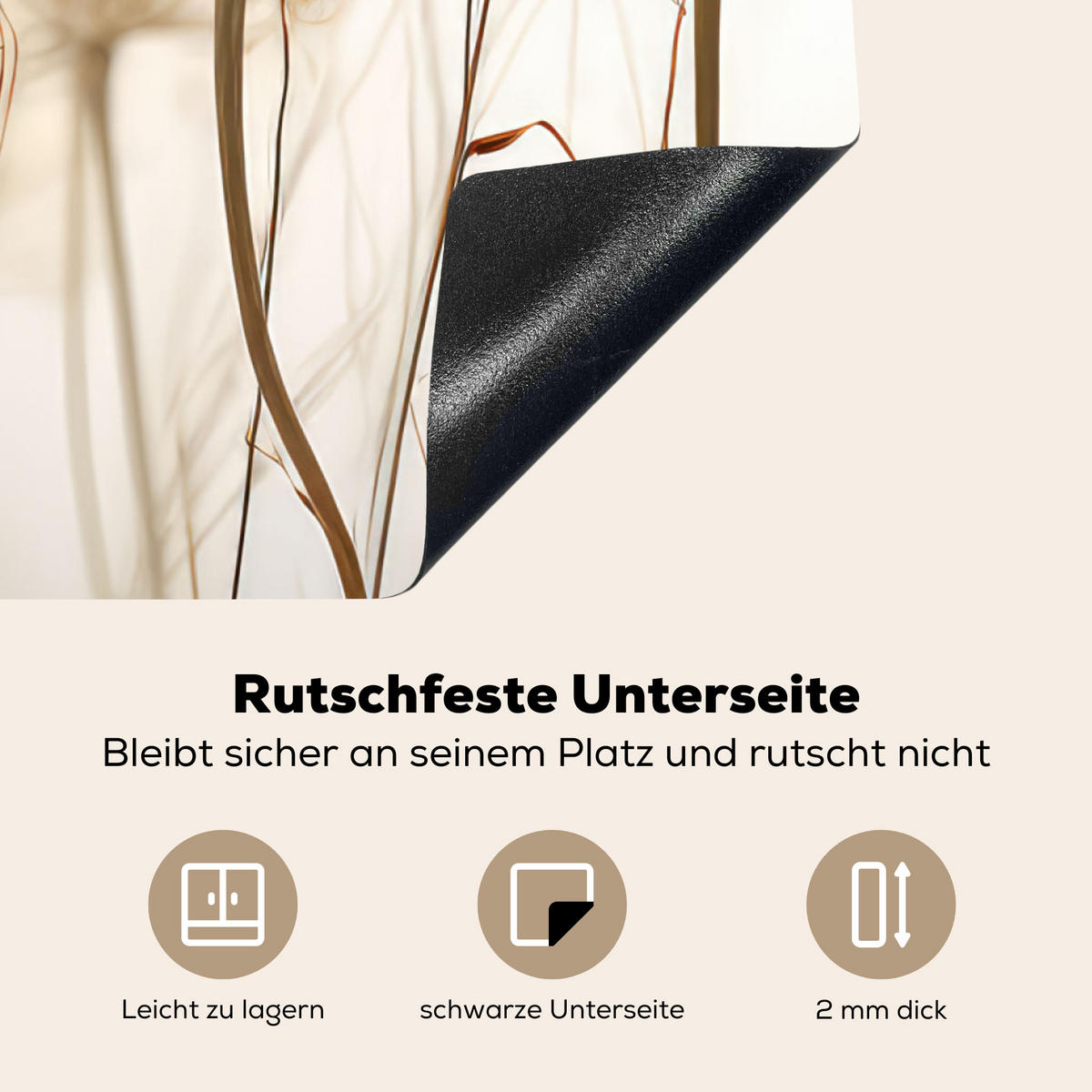 HERDABDECKPLATTE Blumen - Weiß - Sonnenlicht 78x78 cm - Ecru, Kunststoff (78/0.2/78cm) - MuchoWow