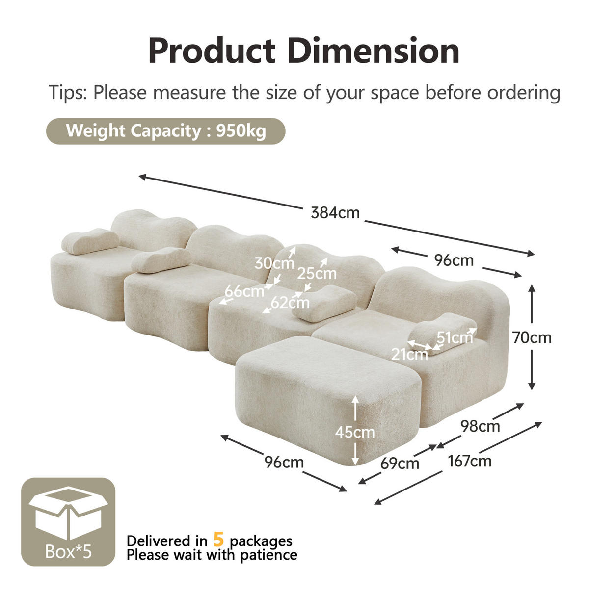 ECKSOFA 384/167/70 cm Beige aus Velvet mit modularem Design - Beige, Textil (167/384cm) - OKMYHOME