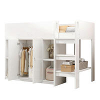 HOCHBETT 90/200 cm mit Stauraum, Schrank und Regalen in Weiß/Grau - Weiß, Holz (90/200cm) - Flora Grace