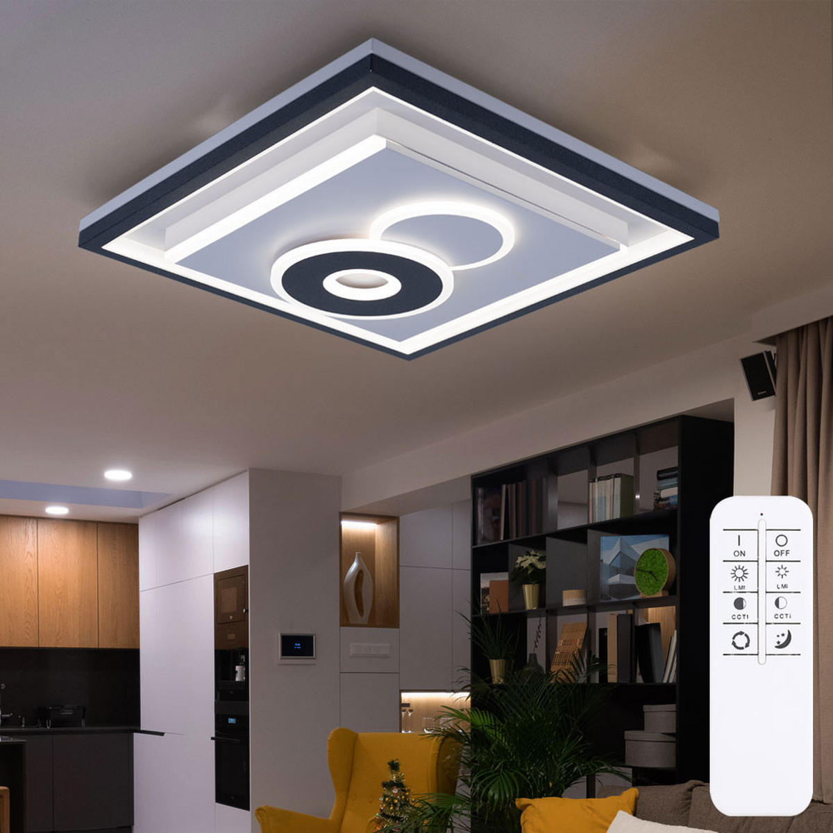 LED DECKENLEUCHTE SUNDI Weiß Metall - Weiß, Metall (54/54/10cm) - Globo Lighting