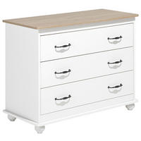 KOMMODE 3 Schubladen weiß/heller Holzfarbton Everett - Schwarz/Weiß, Holzwerkstoff (100/79/45cm) - Beliani