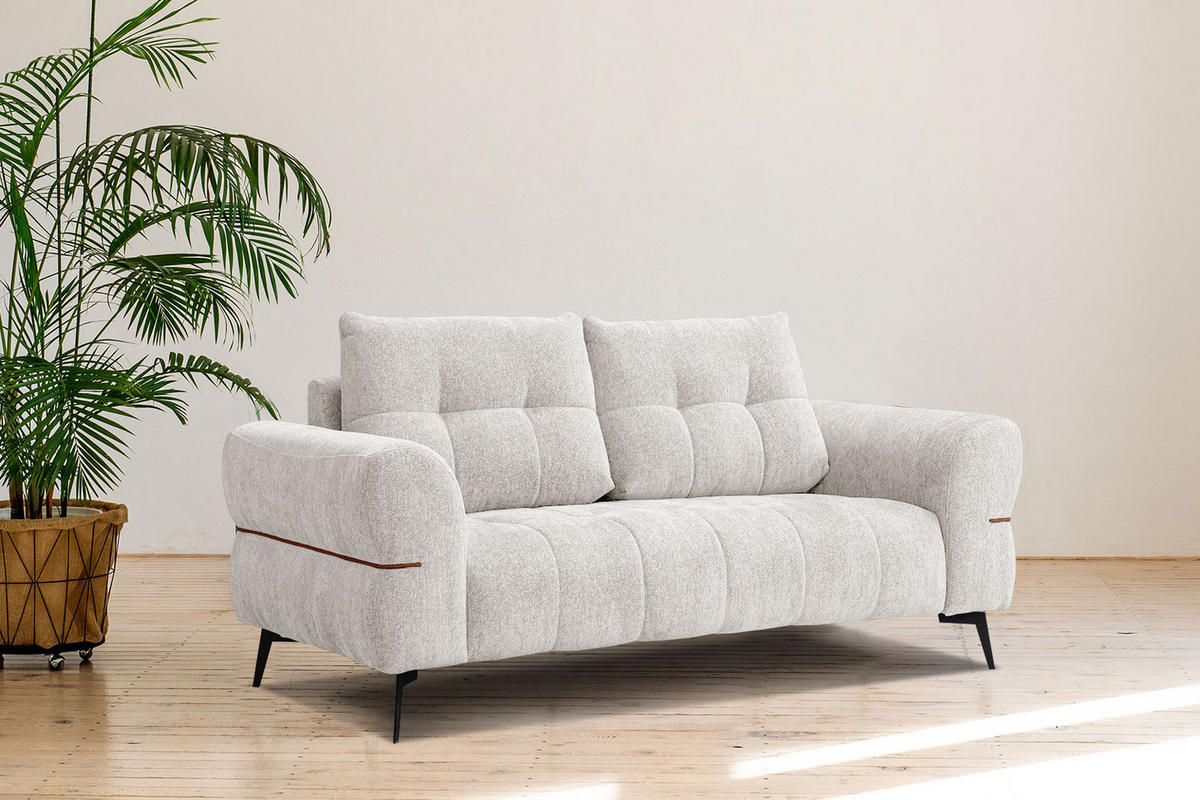 SOFA SALVINI 2,5-Sitzer, weiß - Schwarz/Weiß, Holzwerkstoff/Textil (176/88/99cm) - Courtois Laville