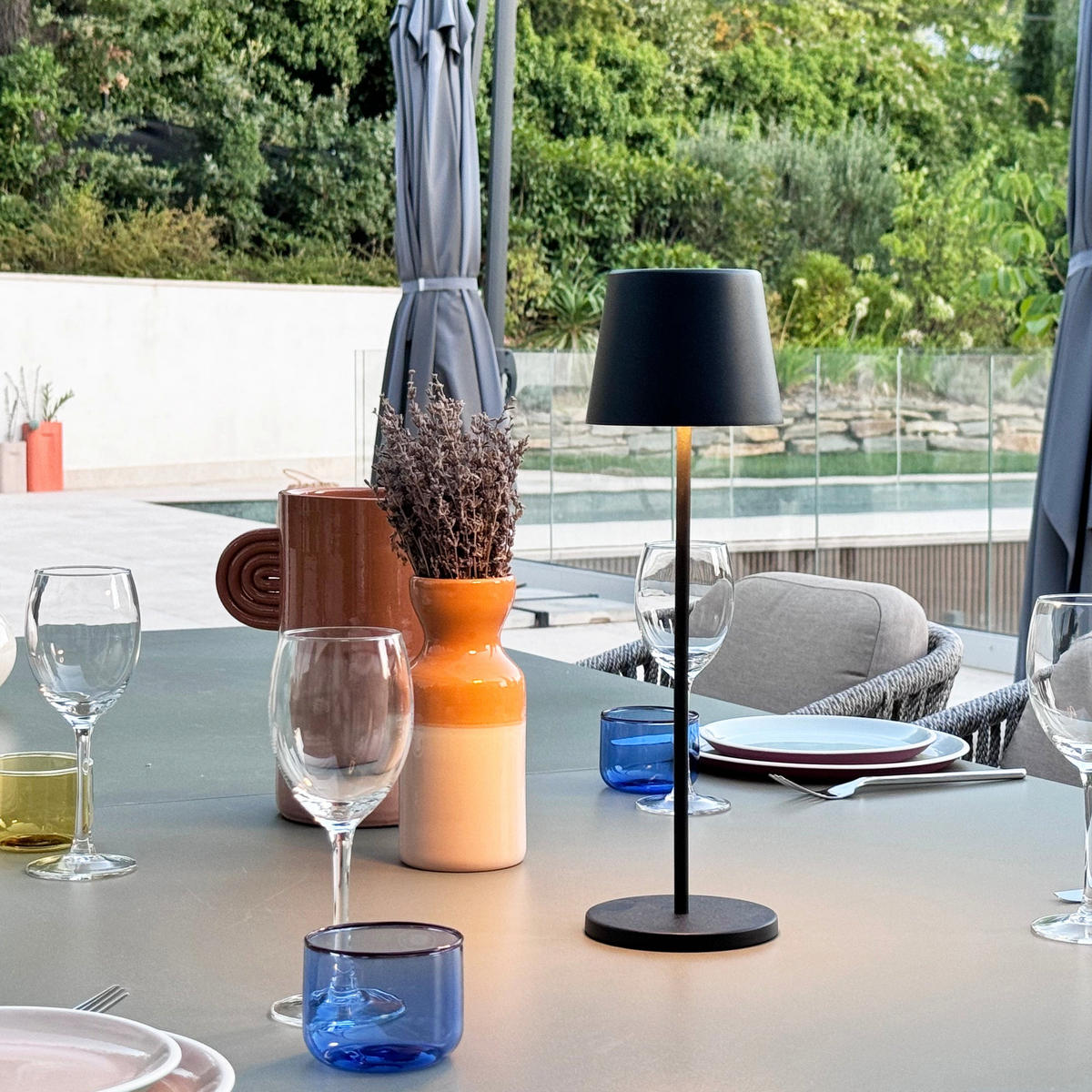 TOUCH-TISCHLAMPE KELLY schwarz - Schwarz, Metall (11.3/11.3/38cm) - Lumisky