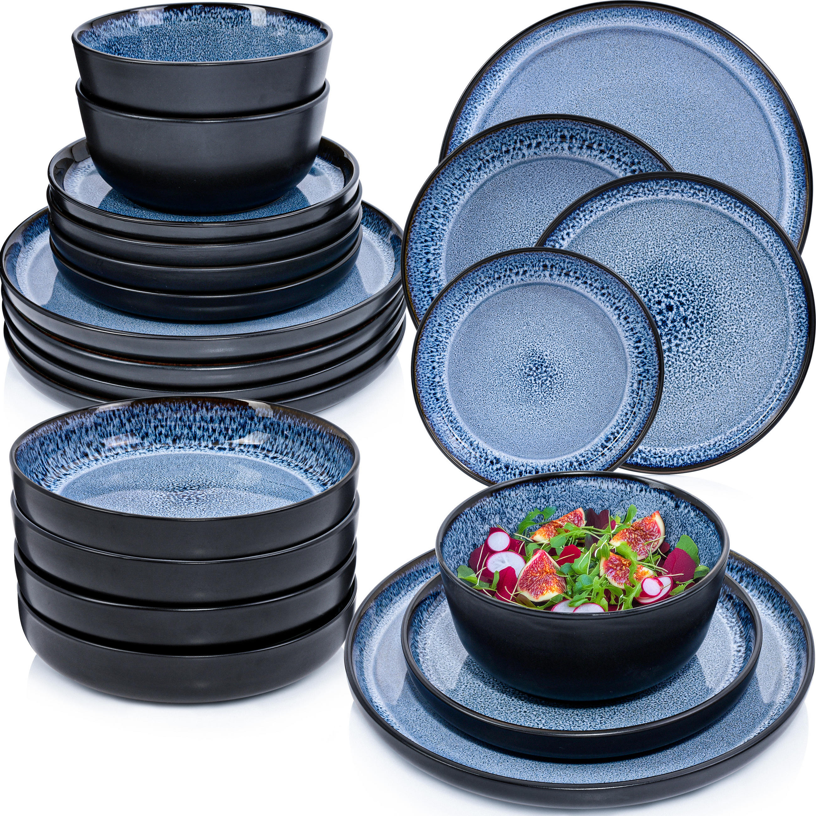 TAFELSERVICE ARUBA - 24-teilig aus Steingut - Blau, Keramik (44/45/54cm) - Sänger