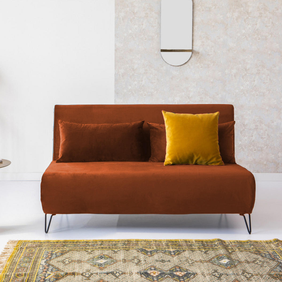 BETTSOFA - Rost - Rostfarben, Textil (141/81/90cm) - Drawer