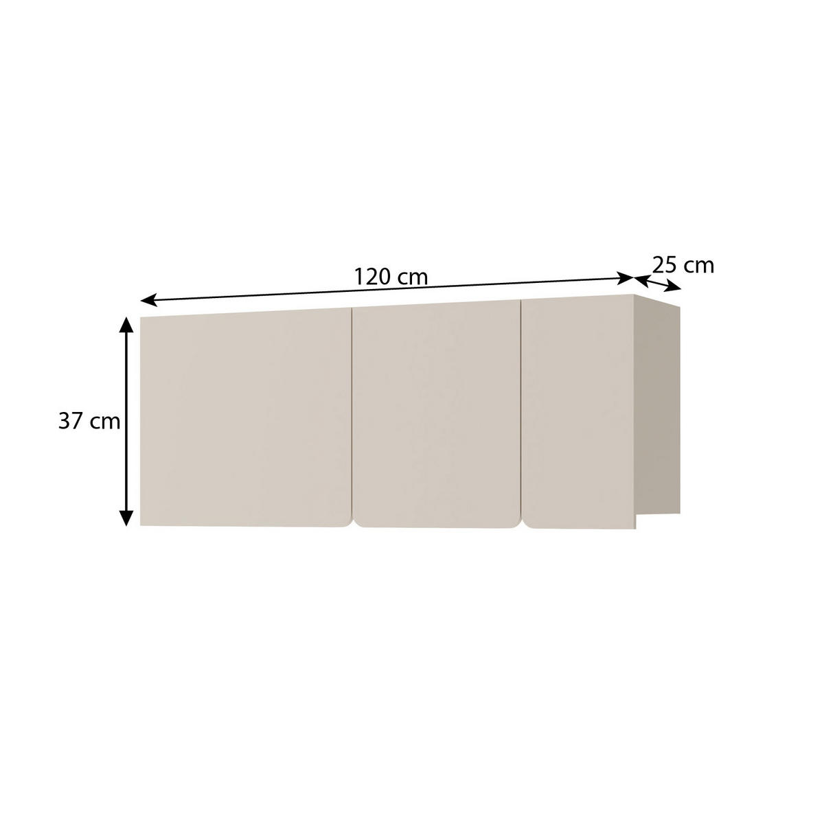 WANDREGAL Lico mit 3 Türen, Beige Sand - Beige, Holzwerkstoff (120/37/25cm) - Beautysofa