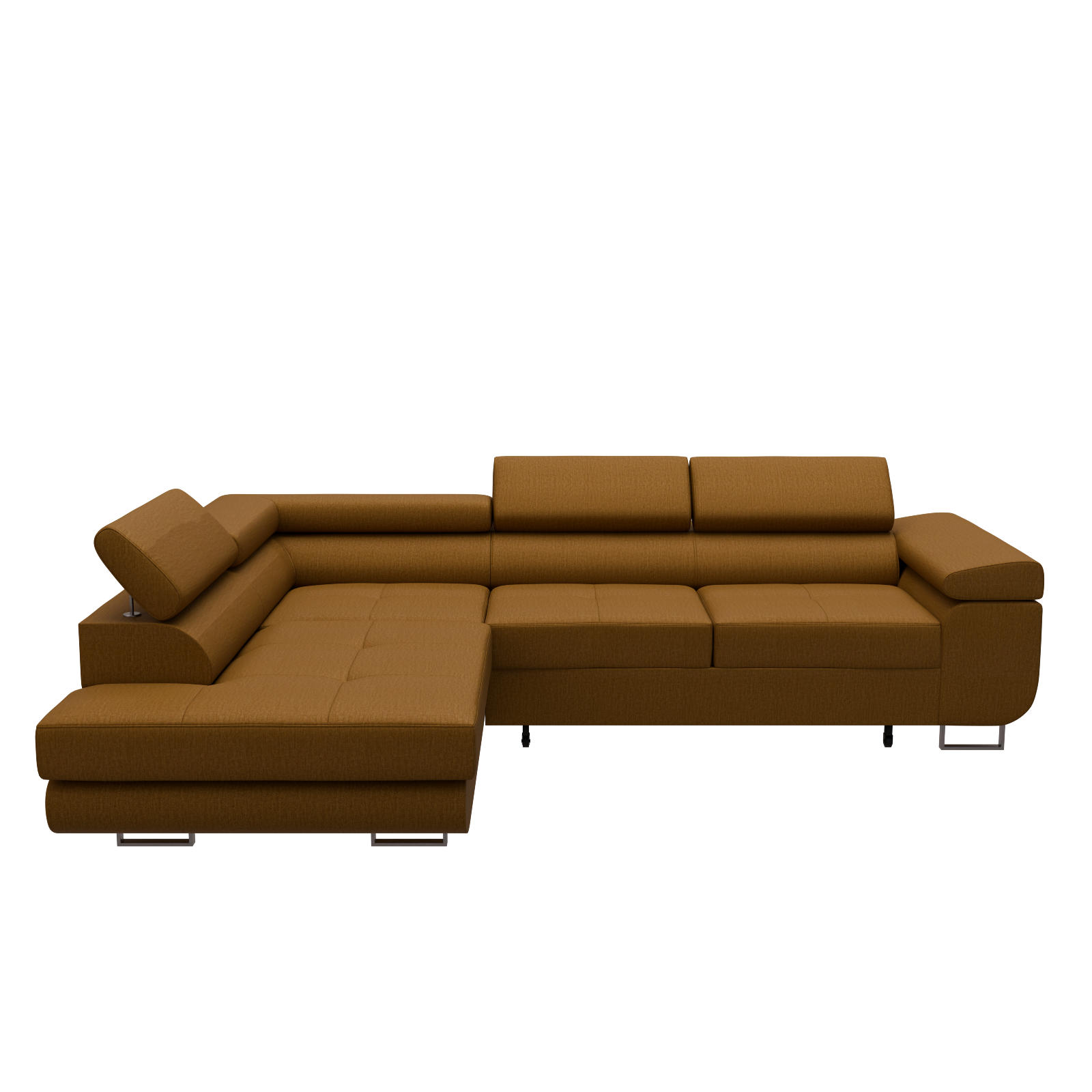 ECKSOFA VEMO EDGE Links Gelb Velour-Stoff mit Bettkasten und Schlaffunktion - Gelb, Textil (200/270cm) - Barchello